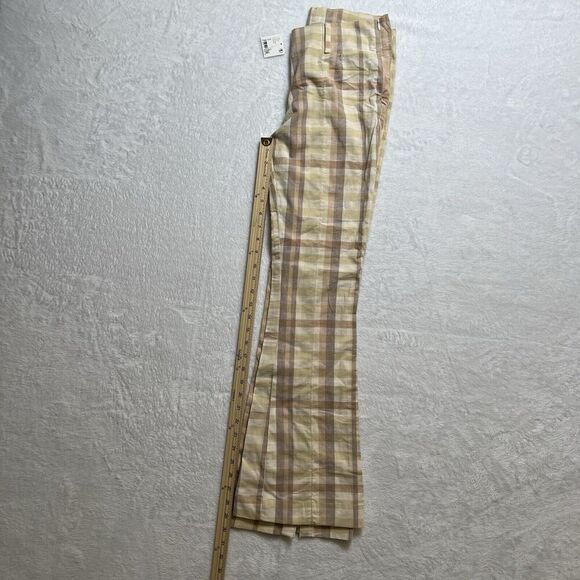 Free People Womens Check Pants Size S 2 Cream Brown Preppy Boho Britishcore NWTS - Picture 8 of 9